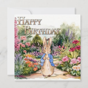 Klassiek konijn tuin Gelukkig Verjaardag Kaart