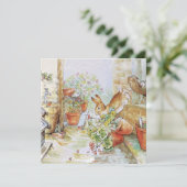 Klassiek konijn tussen de bloempotten kaart (Staand voorkant)