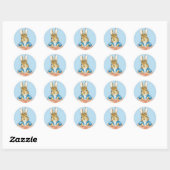 Klassiek konijn zittend in een pot ronde sticker (Vel)