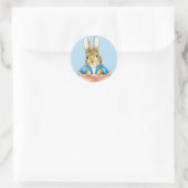 Klassiek konijn zittend in een pot ronde sticker (Tas)
