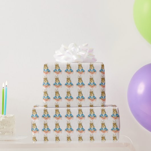 Klassiek konijn zittend in potplant cadeaupapier (Feestgeschenken)