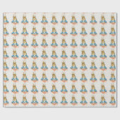 Klassiek konijn zittend in potplant cadeaupapier (Vlak)