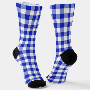 Klassiek Koningsblauw Wit Gingham Schotland Patroo Sokken