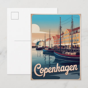 Klassiek Kopenhagen kleurrijke huizen boten cadeau Briefkaart