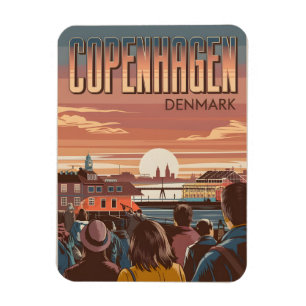 Klassiek Kopenhagen reis toeristen zonsondergang c Magneet