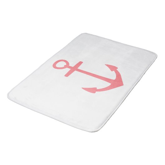 Klassiek koraal roze nautische anker op wit badmat (Gekanteld)