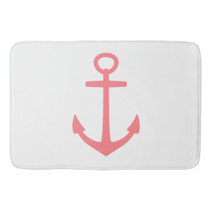 Klassiek koraal roze nautische anker op wit badmat