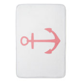 Klassiek koraal roze nautische anker op wit badmat (Voorkant Verticaal)