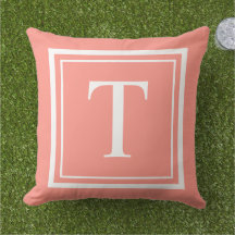 Klassiek Koraal Witte Vierkante Frame Monogram