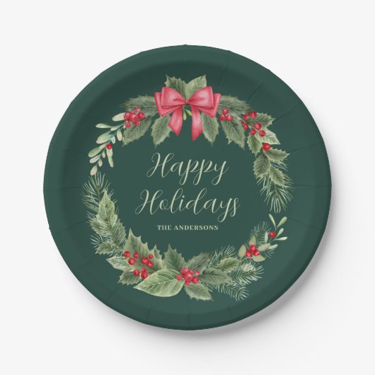 Klassiek krans kerst papier Bord (Voorkant)