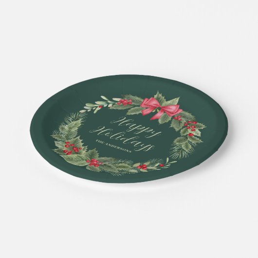 Klassiek krans kerst papier Bord (Gekanteld)