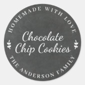 Klassiek krijtbord gepersonaliseerd bakcadeau ronde sticker (Voorkant)