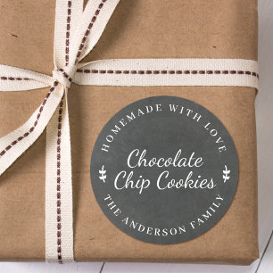 Klassiek krijtbord gepersonaliseerd bakcadeau ronde sticker