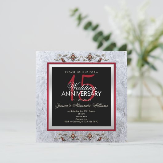 Klassiek Kristal & Edelstenen 15e Huwelijksjubileu Kaart (Staand voorkant)