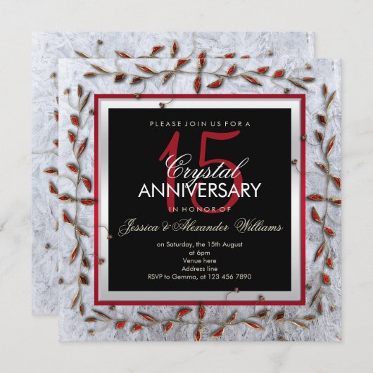 Klassiek Kristal & Edelstenen 15e Huwelijksjubileu Kaart (Voorkant / Achterkant)