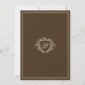 Klassiek kuif monogram bruin bruiloft kaart (Achterkant)