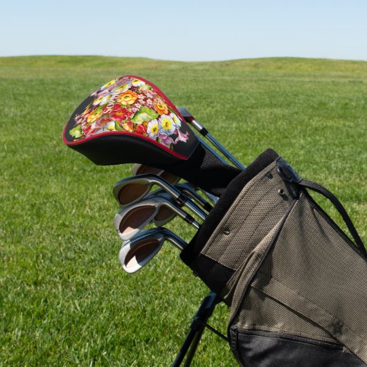 Klassiek kunst bloemmotief lente bloemen primula golfheadcover (Insitu)