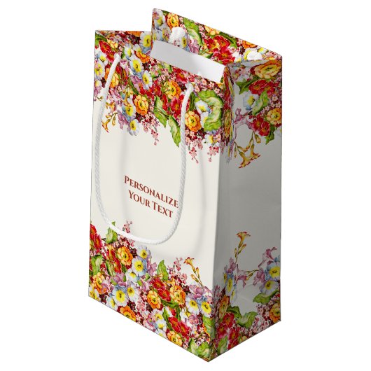 Klassiek kunst bloemmotief lente bloemen sleutelbl klein cadeauzakje (Achterkant Gekanteld)