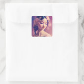 Klassiek kunstwerk van een Aziatisch meisje Vierkante Sticker (Tas)