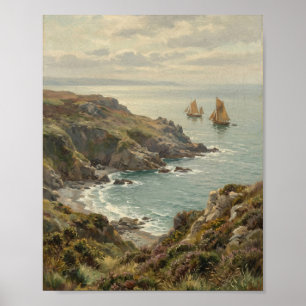 Klassiek kustklif zeilboot zeegezicht II Poster