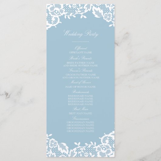 Klassiek Lace bruiloft programma Programmakaart (Achterkant)