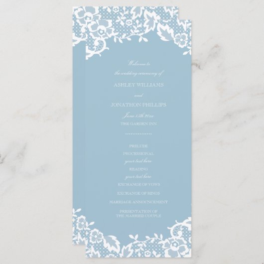 Klassiek Lace bruiloft programma Programmakaart (Voorkant / Achterkant)