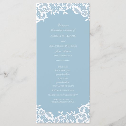 Klassiek Lace bruiloft programma Programmakaart (Voorkant)