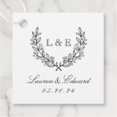 Klassiek laurier bruiloft initiaal monogram bedankjes labels (Voorkant)