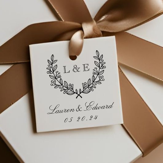 Klassiek laurier bruiloft initiaal monogram bedankjes labels