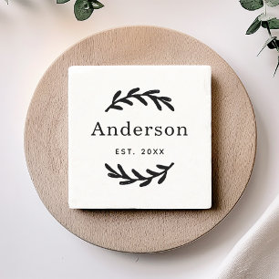 Klassiek lauwerkransmonogram oprichtingsdatum stenen onderzetter