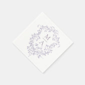 Klassiek Lavendel Bloemengrat Monogram Bruiloft Servet (Hoek)