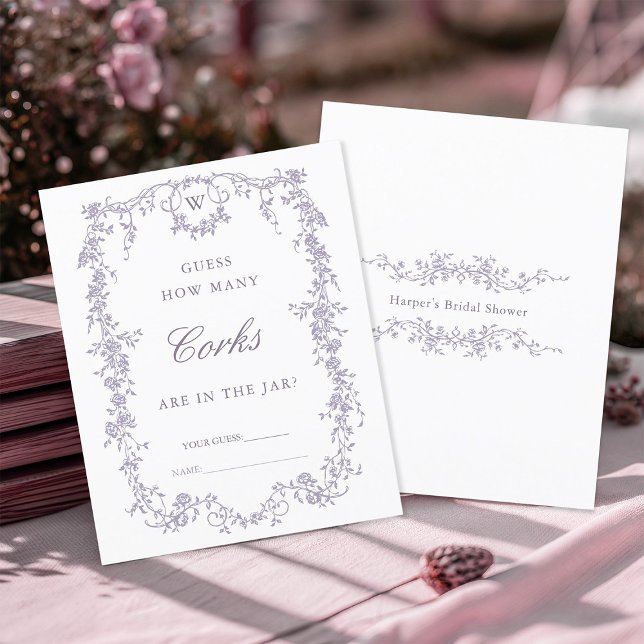 Klassiek Lavendel 'Raad Hoeveel' Bruidsspel (Front & Back)