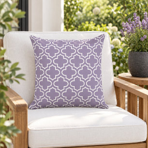 Klassiek Lavendel Witte Quatrefoil Tralie Buitenkussen