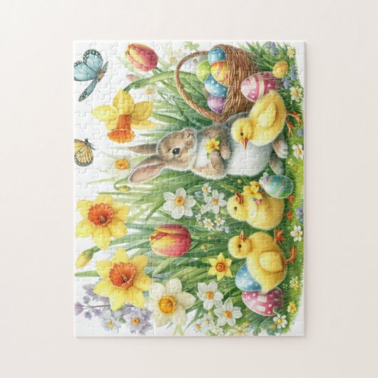 Klassiek/ lentekonijn/kip legpuzzel (Verticaal)