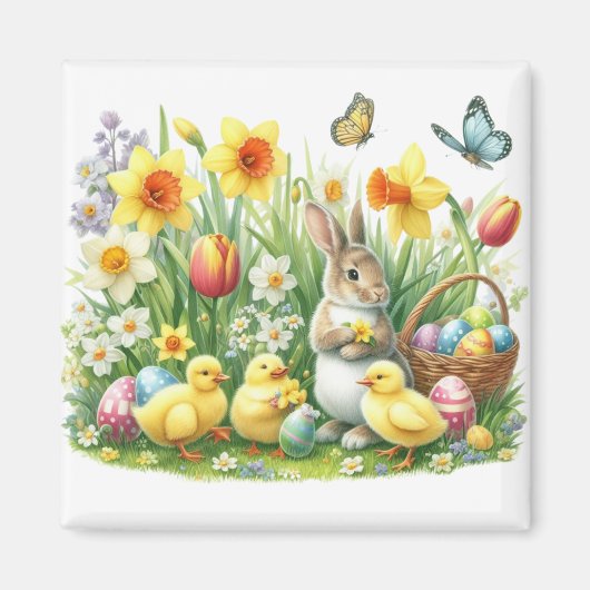 Klassiek/ lentekonijn/kip magneet (Voorkant)