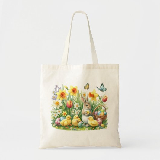 Klassiek/ lentekonijn/kip tote bag (Voorkant)