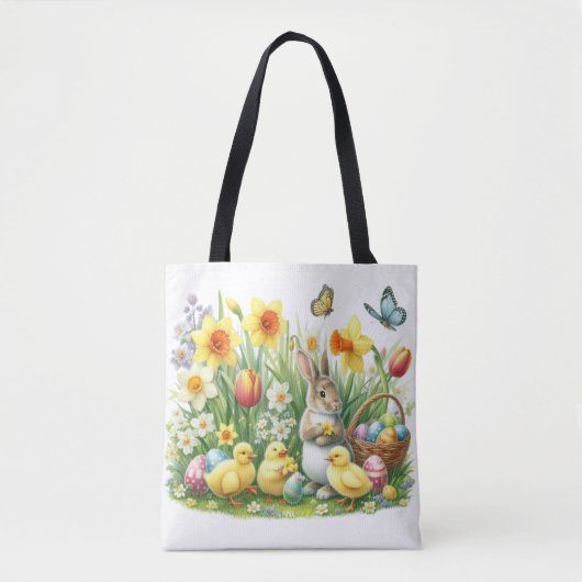 Klassiek/ lentekonijn/kip tote bag (Voorkant)