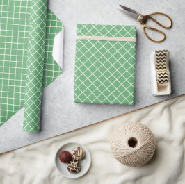 Klassiek lentemunt groen wit ruitpatroon cadeaupapier
