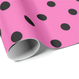 Klassiek, leuk, elegant roze & zwarte polka stippe cadeaupapier
