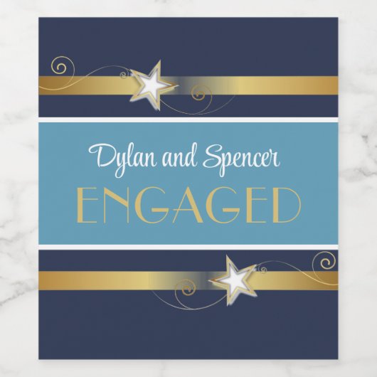 Klassiek, leuk verlovingsfeest  wijn etiket (Enkel label)