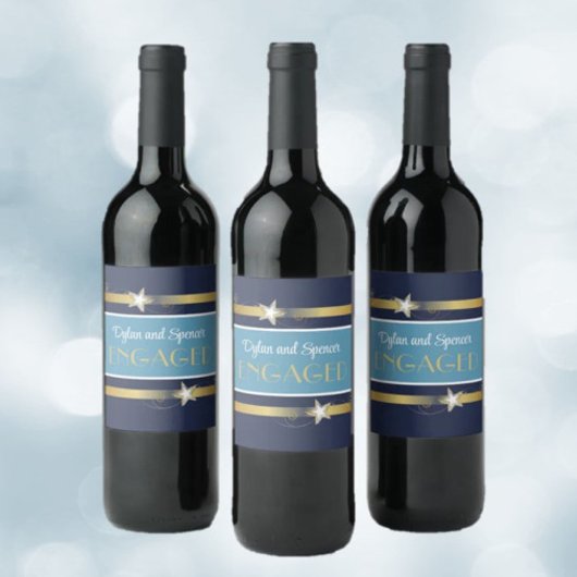 Klassiek, leuk verlovingsfeestje  wijn etiket