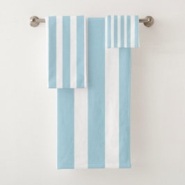 Klassiek licht blauw en wit gestreept bad handdoek