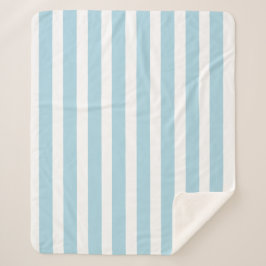 Klassiek licht blauw en wit gestreept sherpa deken