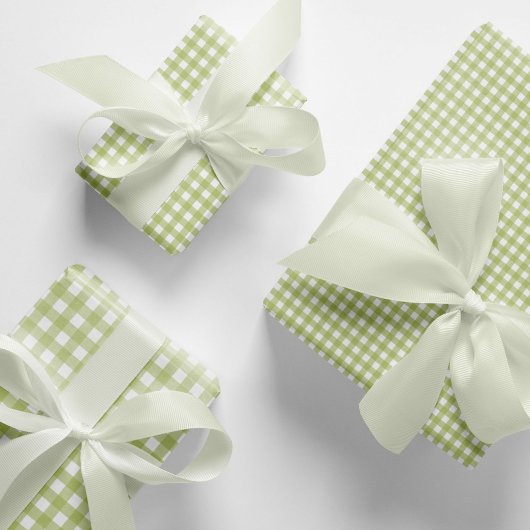 Klassiek licht groen gingham check patroon inpakpapier vel