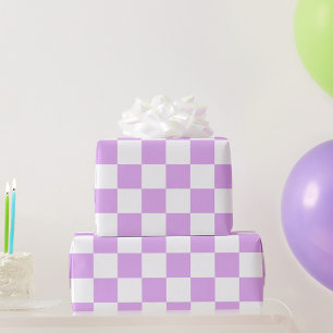 Klassiek licht lavendel schaakbordpatroon cadeaupapier