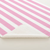 Klassiek Licht Roze en Wit Gestreept Sherpa Deken (3/4)