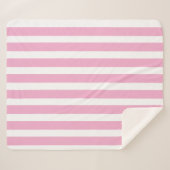 Klassiek Licht Roze en Wit Gestreept Sherpa Deken (Voorkant (horizontaal))