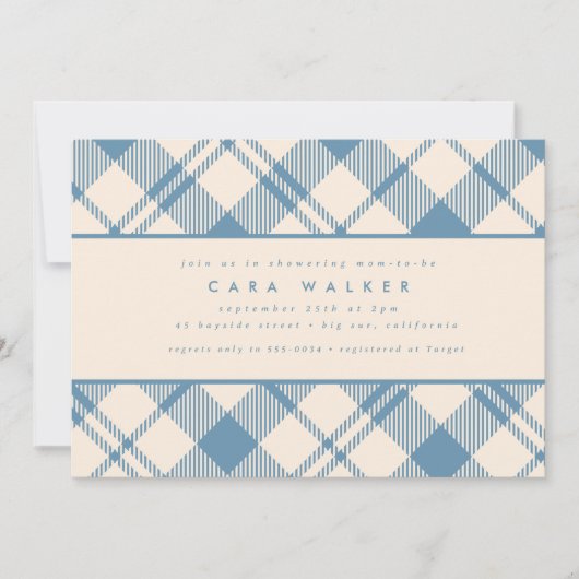 Klassiek lichtblauw beige speldenjongen Baby showe Kaart (Voorkant)