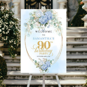 Klassiek lichtblauw Eucalyptus 90 Verjaardag Welko Poster