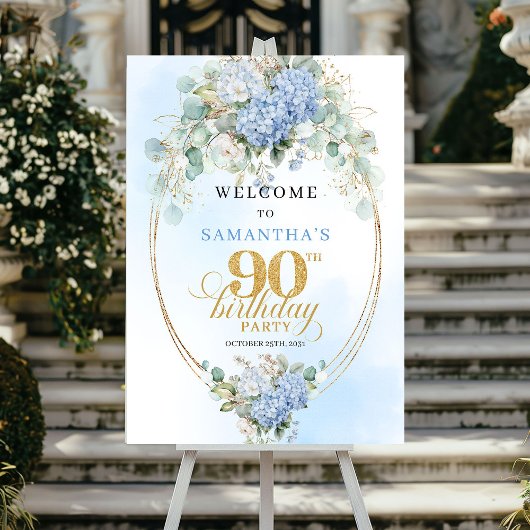 Klassiek lichtblauw Eucalyptus 90 Verjaardag Welko Poster